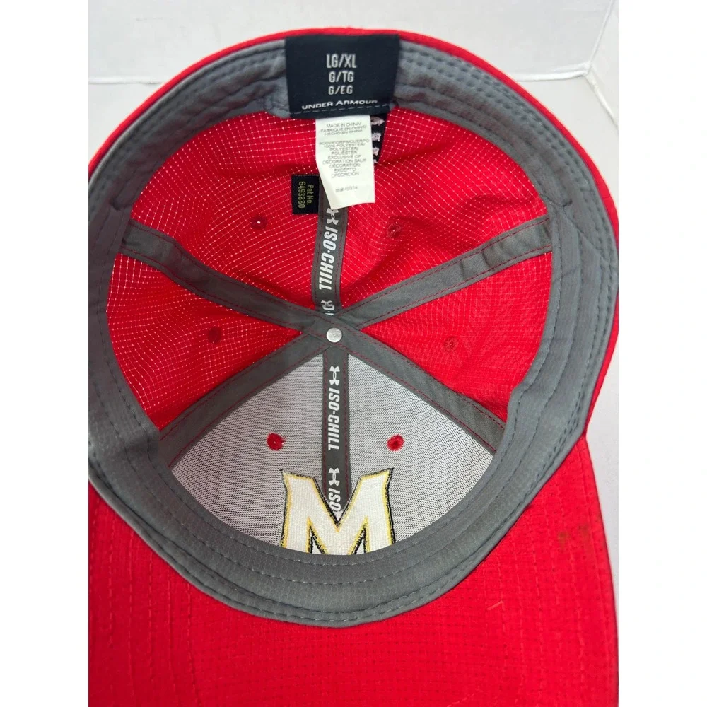 Under Armour Maryland Terrapins Hat L/XL Red Iso-Chill Fitted Cap #1508